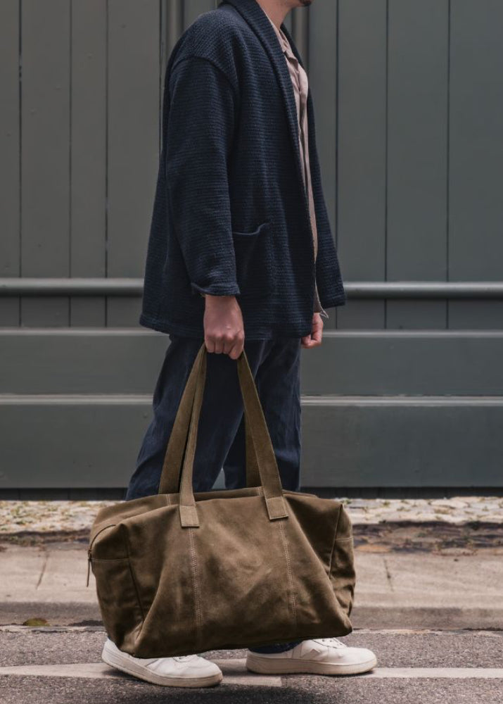 SAC WEEK END CUIR TAUPE